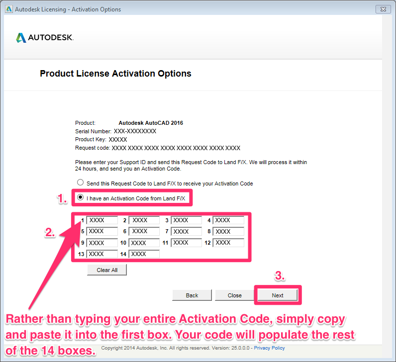activation code from autodesk 2016